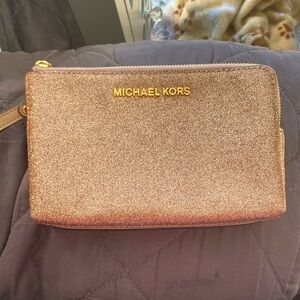 Michael Kors sparkly tannish clutch